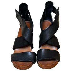 Theory Leather Strappy High Heels Black Size 39.5